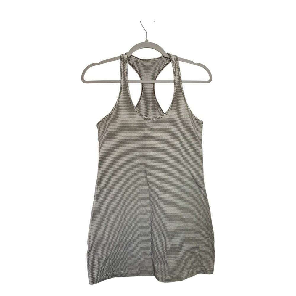 Lululemon Cool Racerback Tank Top Black White Striped Yoga Shirt Women 8